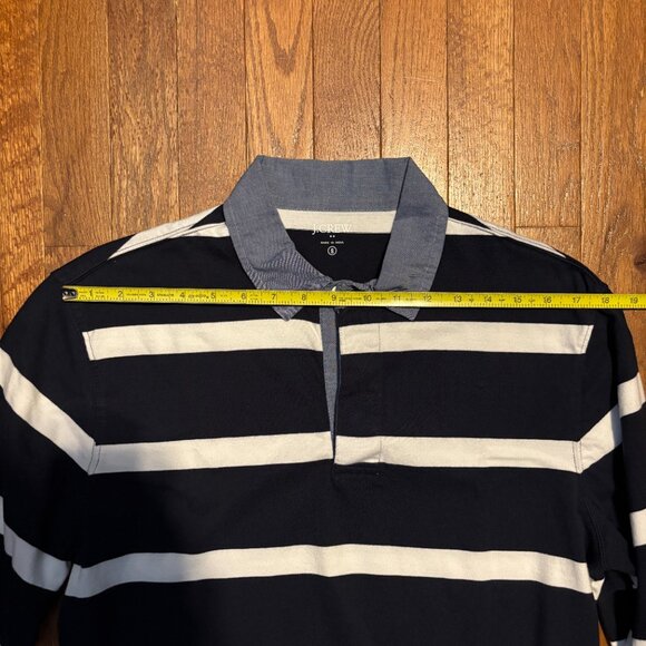 J.Crew Mens Long Sleeve Rugby T Shirt size Small Navy with White Stripes - Picture 6 of 11